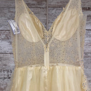 YELLOW/FLORAL A LINE GOWN