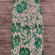 GREEN/WHITE LONG DRESS $850