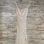 BLUE/PINK TAN SEQUIN LONG DRES