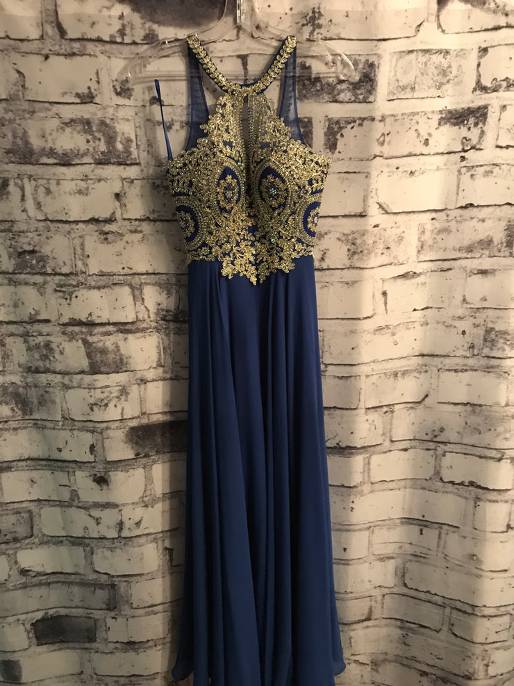 ROYAL BLUE/GOLD LONG DRESS