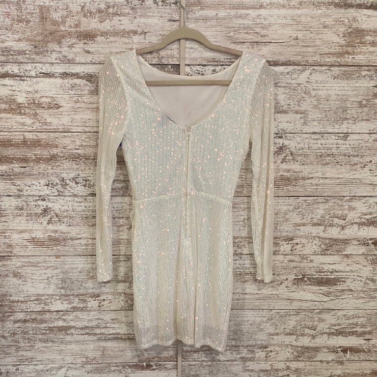 WHITE IRREDESCENT SHORT DRESS