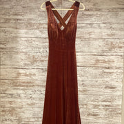 RUST COLORED VELOUR LONG DRESS