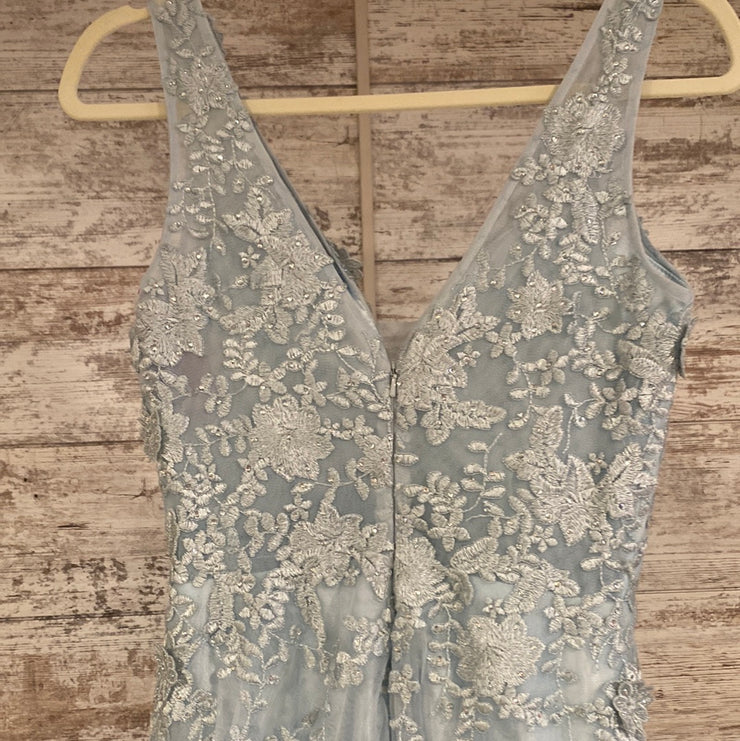 BLUE/FLORAL A LINE GOWN