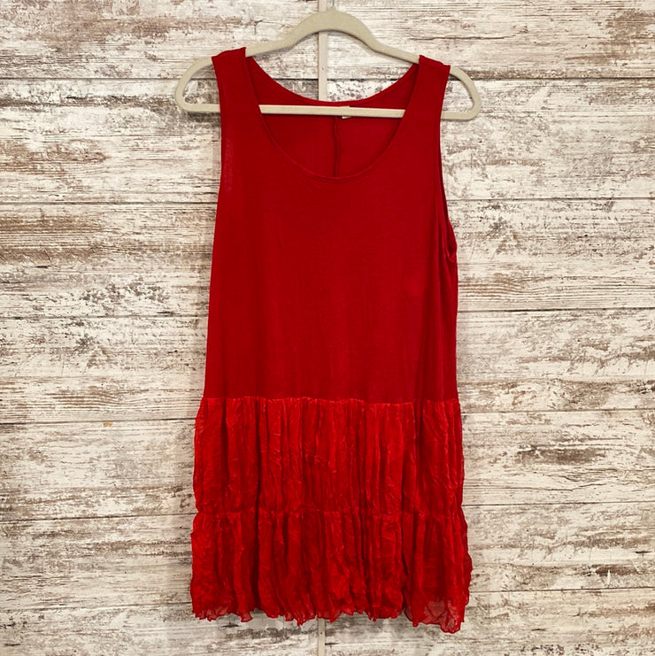 RED SLEEVELESS SHORT DRESS