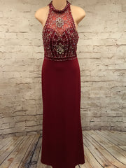 BURGUNDY LONG EVENING GOWN