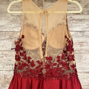 RED/TAN A LINE GOWN