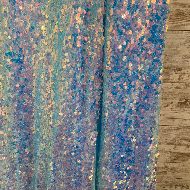 BLUE SEQUIN LONG EVENING GOWN