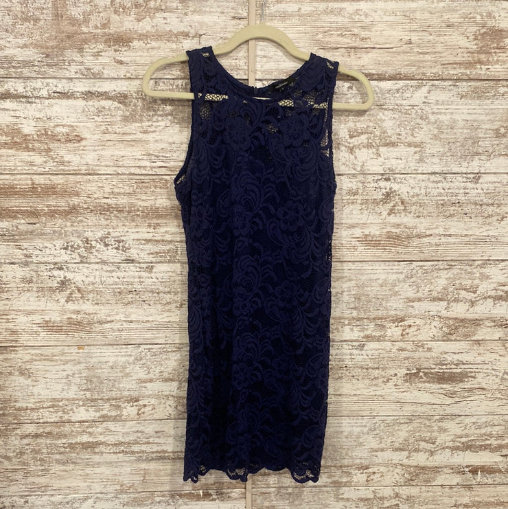 NAVY LACE SHORT DRESS