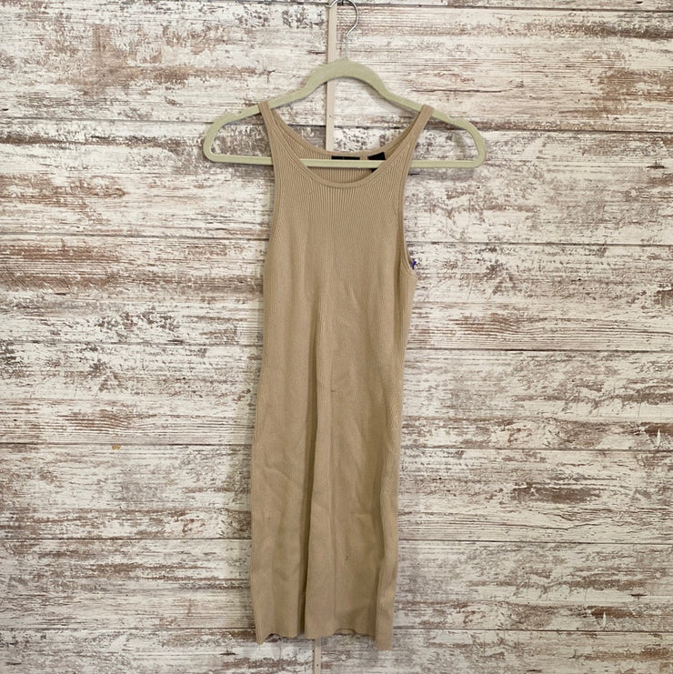 TAN SLEEVELESS DRESS