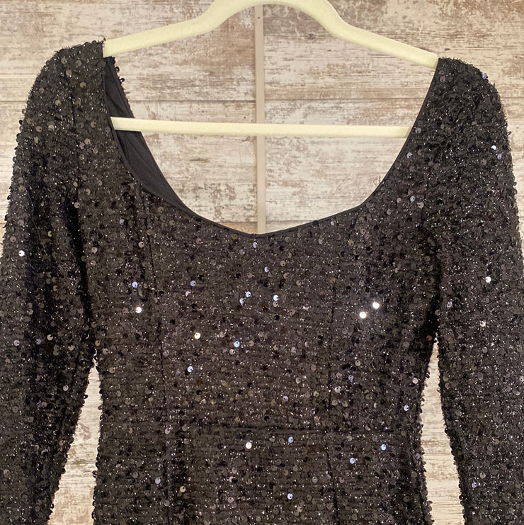 BLACK FULL SEQUIN LONG DRESS