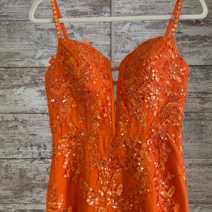 ORANGE/FLORAL LONG DRESS