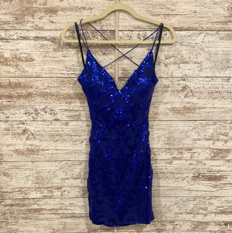 ROYAL BLUE SPARKLY SHORT DRESS