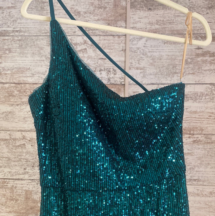 GREEN SPARKLY LONG EVENING GOW