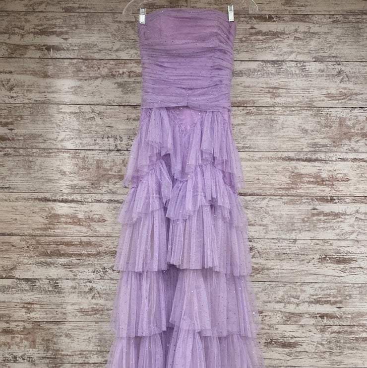 LAVENDER TIERED RUFFLE GOWN