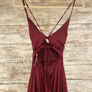 BURGUNDY LONG EVENING GOWN