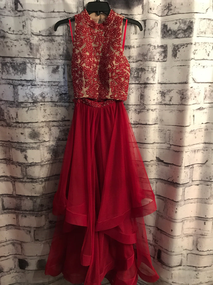 BURGUNDY 2 PC. A LINE GOWN SET