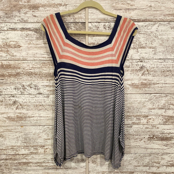 NAVY STRIPED SLEEVELESS TOP
