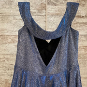 BLUE SPARKLY A LINE GOWN