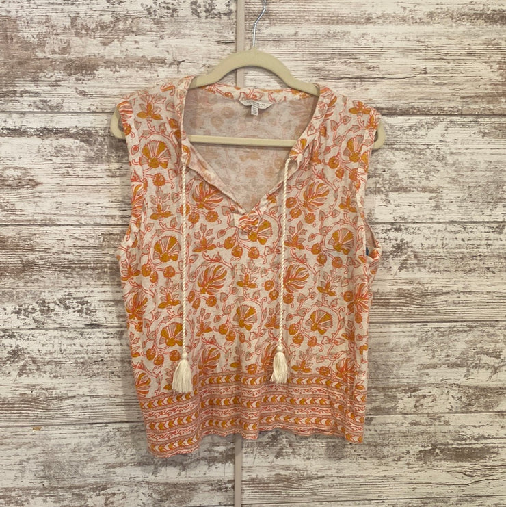 ORANGE/WHITE SLEEVELESS TOP