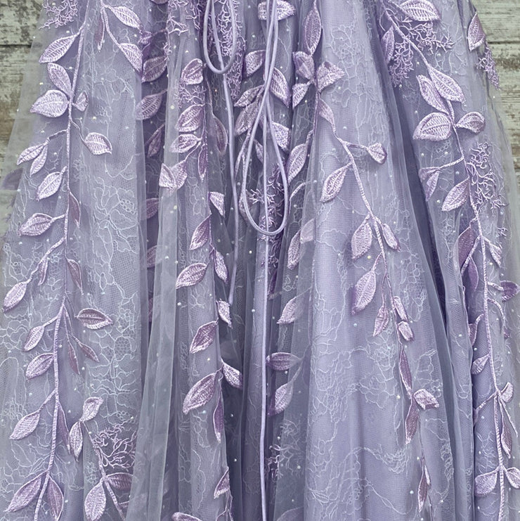 LAVENDER/FLORAL A LINE GOWN