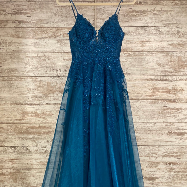 TEAL A LINE GOWN