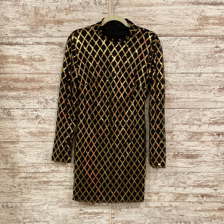 BLACK/GOLD SPARKLY SHORT DRESS