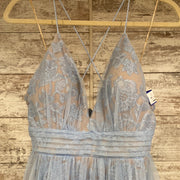 BLUE/FLORAL A LINE GOWN