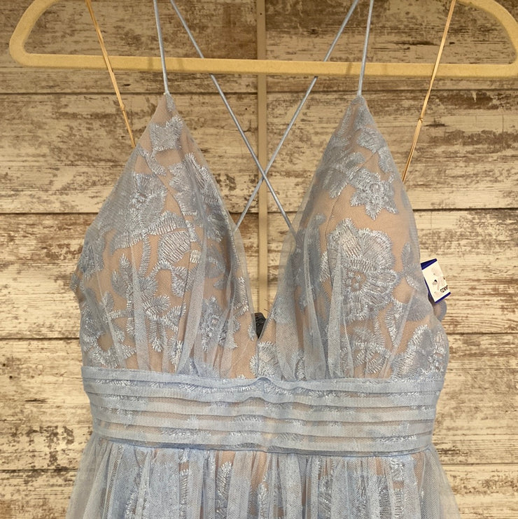 BLUE/FLORAL A LINE GOWN