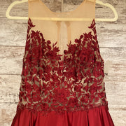 RED/TAN A LINE GOWN