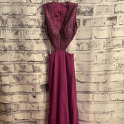 PURPLE BEADED LONG GOWN NEW