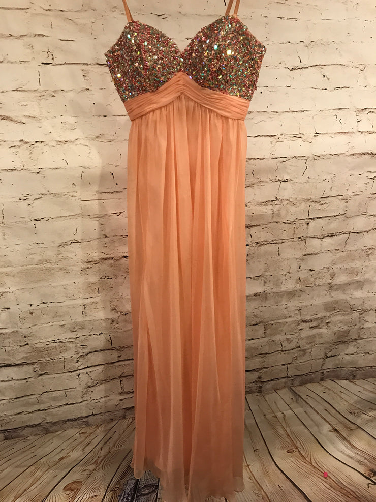 PEACH BEADED TOP LONG GOWN