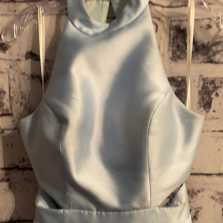 BLUE 3D FLOWERS A LINE GOWN