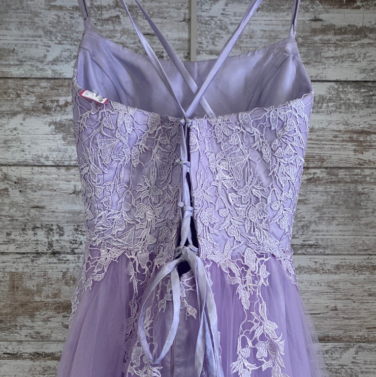 LAVENDER/FLORAL A LINE GOWN