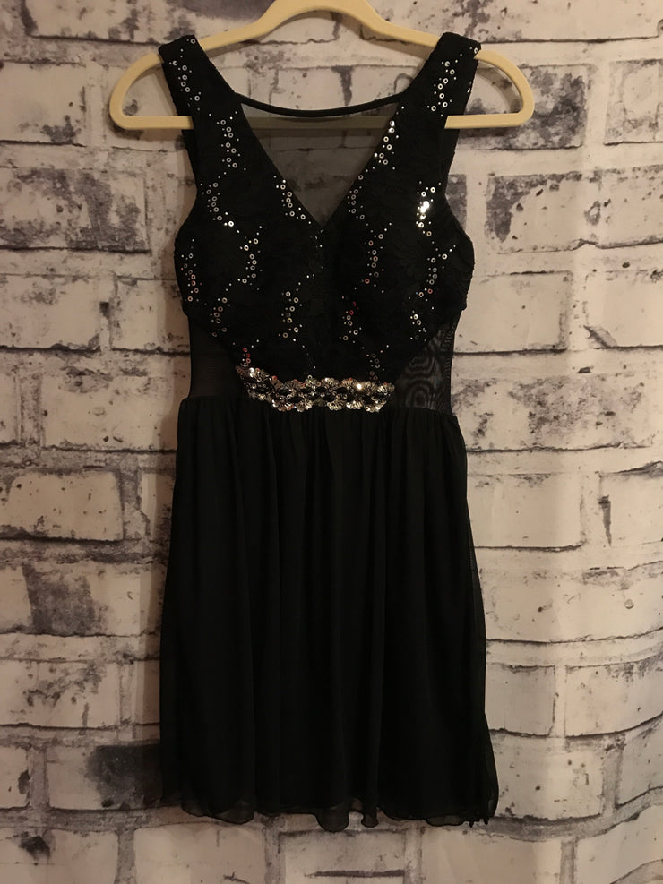 BLACK SEQUIN SHORT DRESS