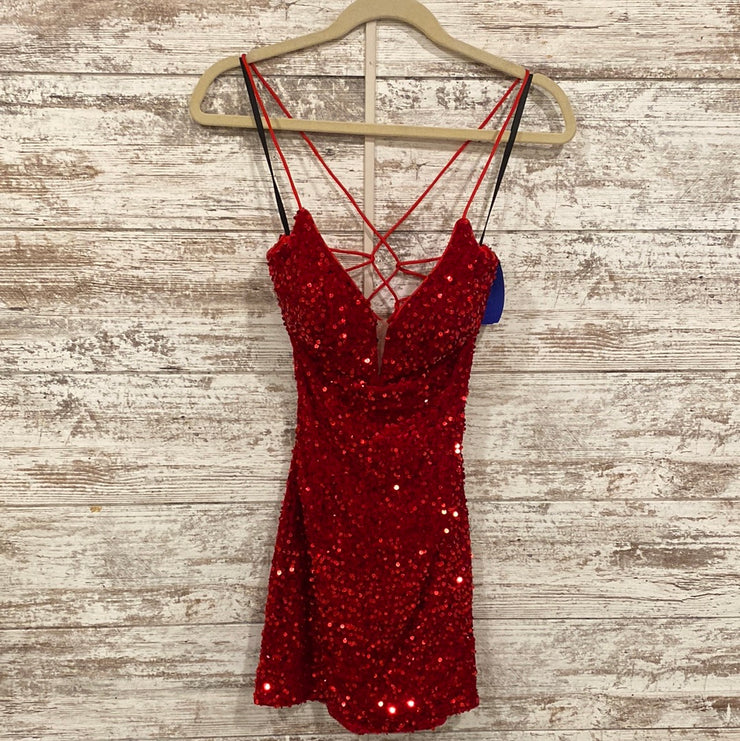 RED SEQUIN SHORT DRESS