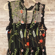 BLACK/FLORAL A LINE GOWN