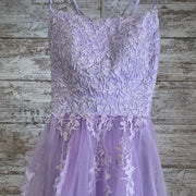 LAVENDER/FLORAL A LINE GOWN