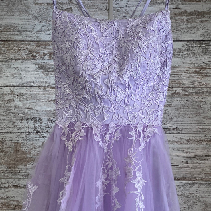LAVENDER/FLORAL A LINE GOWN