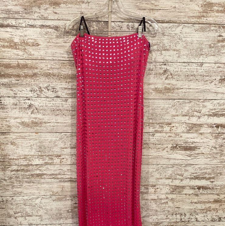 PINK BEADED LONG DRESS