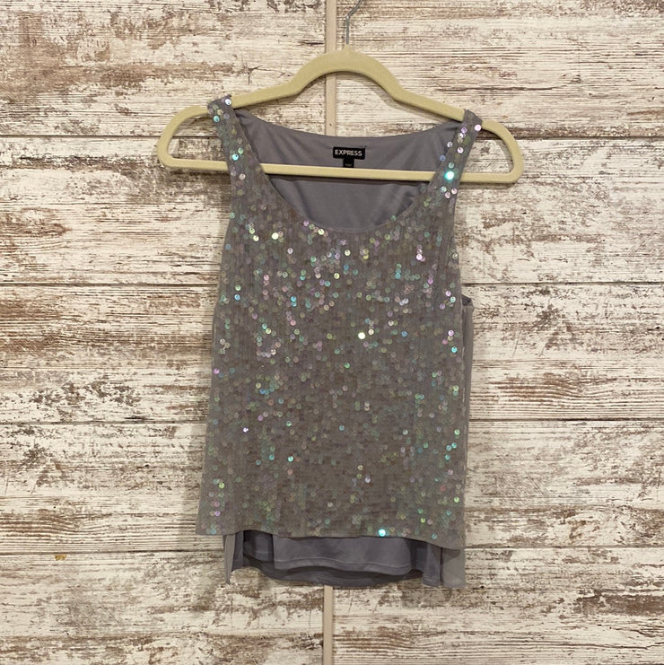 SILVER SEQUIN SLEEVELESS TOP