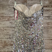 SILVER/BLACK SEQUIN LONG DRESS