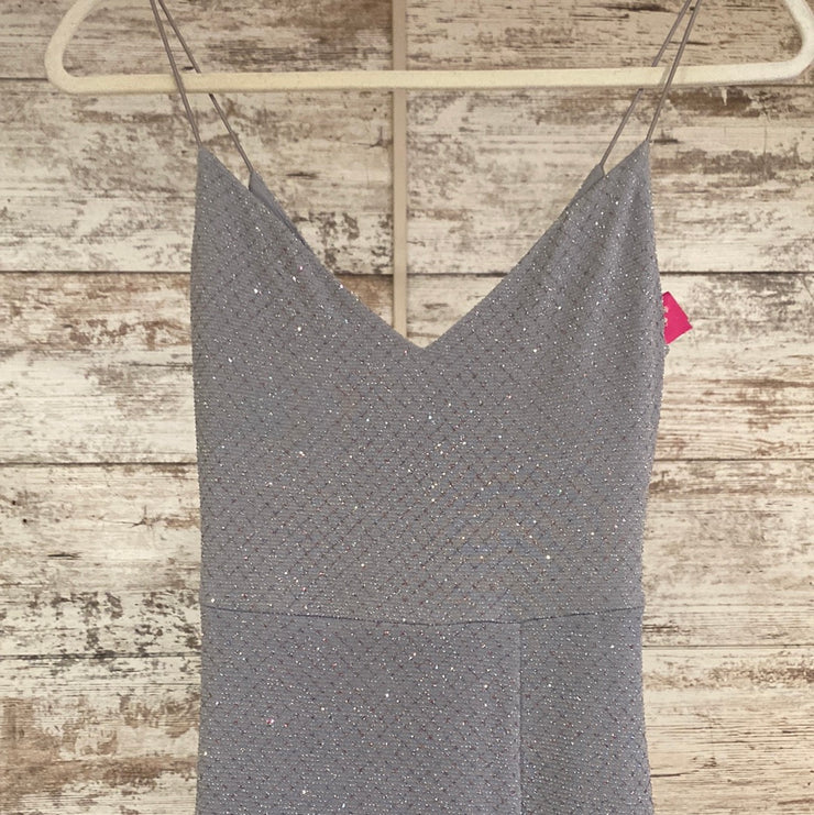 GRAY SPARKLY LONG EVENING GOWN