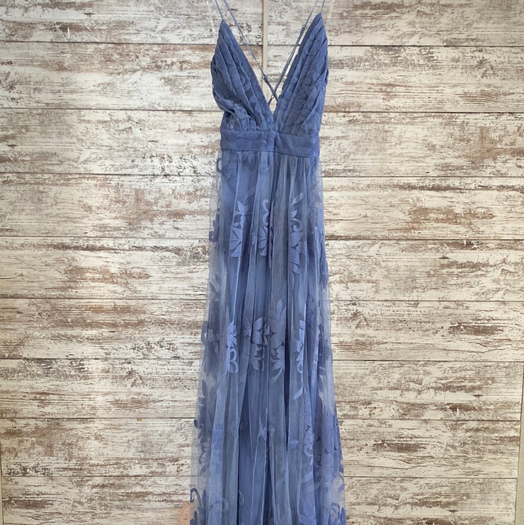 BLUE/FLORAL A LINE GOWN