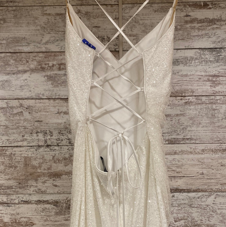 WHITE SPARKLY LONG EVENING GOW