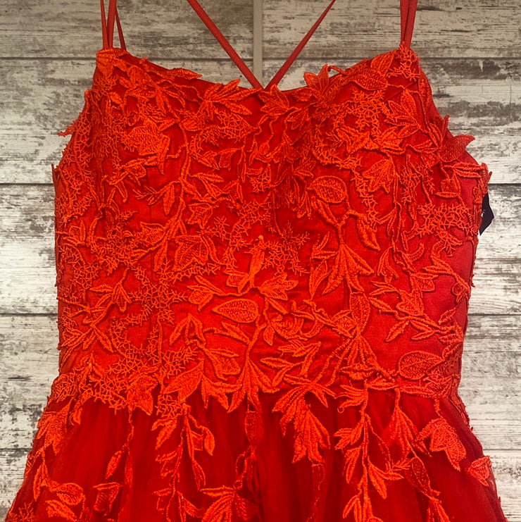 RED/FLORAL A LINE GOWN