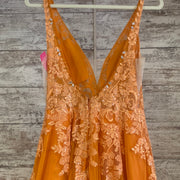 ORANGE/FLORAL A LINE GOWN