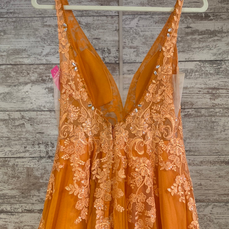 ORANGE/FLORAL A LINE GOWN