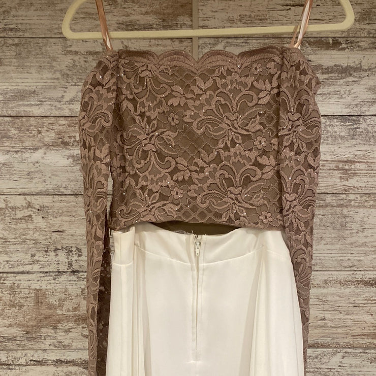 TAN/WHITE 2 PC. DRESS SET