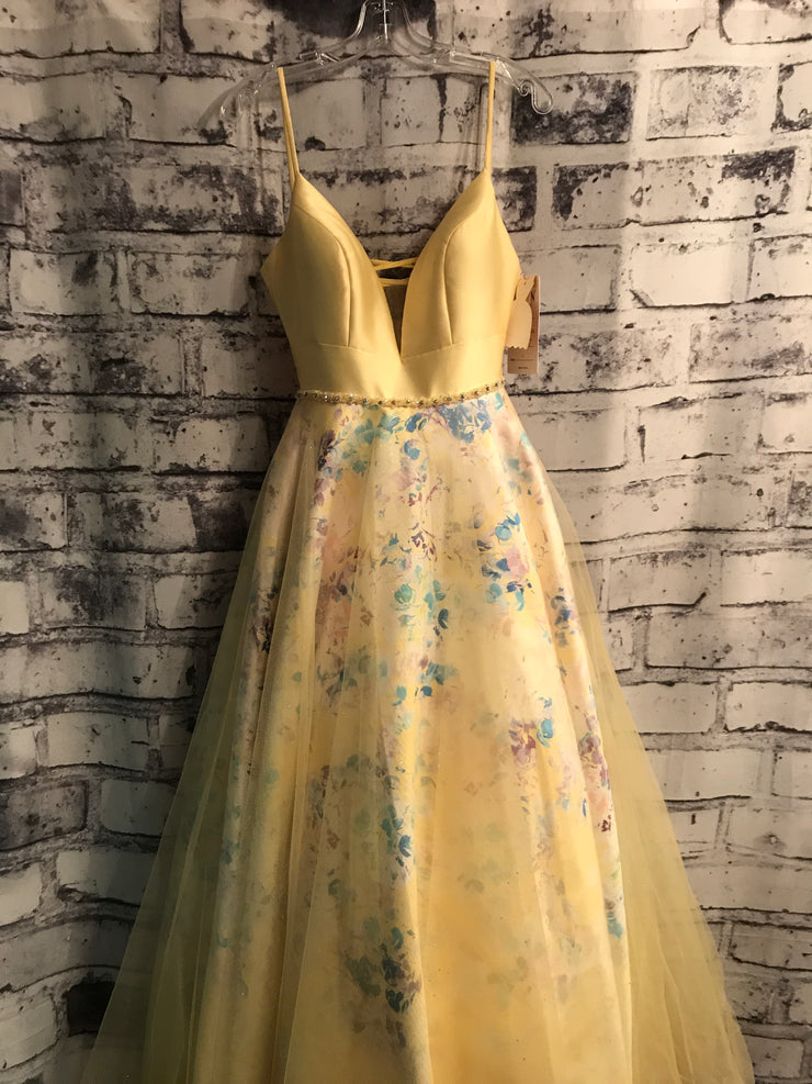 YELLOW/FLORAL PRINCESS GOWN