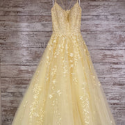 YELLOW/FLORAL A LINE GOWN